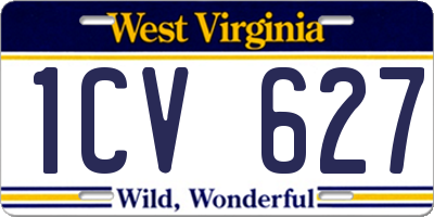 WV license plate 1CV627
