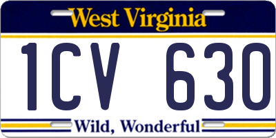 WV license plate 1CV630