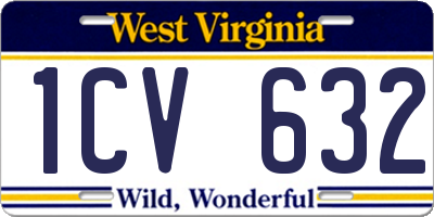 WV license plate 1CV632