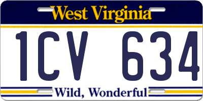 WV license plate 1CV634