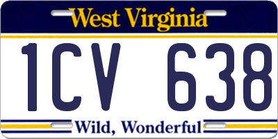 WV license plate 1CV638