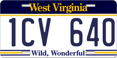 WV license plate 1CV640