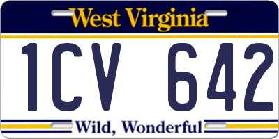 WV license plate 1CV642
