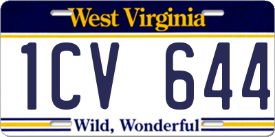 WV license plate 1CV644