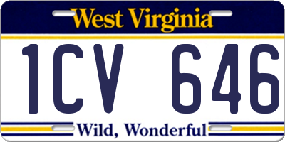 WV license plate 1CV646
