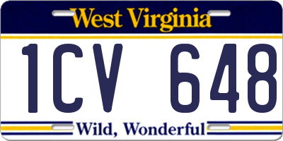 WV license plate 1CV648