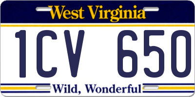 WV license plate 1CV650