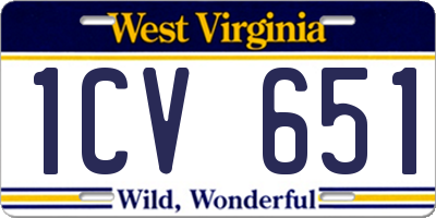 WV license plate 1CV651