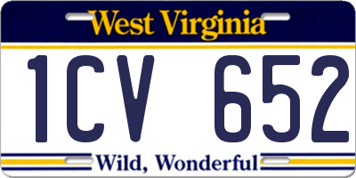 WV license plate 1CV652