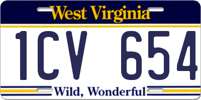 WV license plate 1CV654