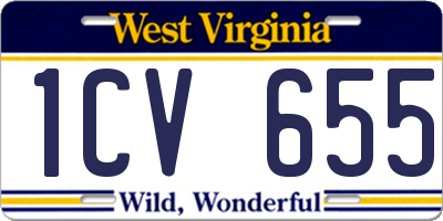 WV license plate 1CV655