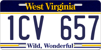 WV license plate 1CV657