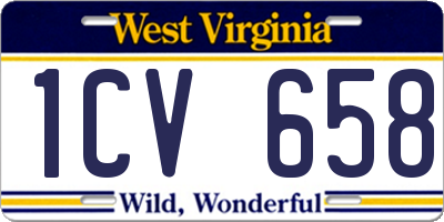 WV license plate 1CV658