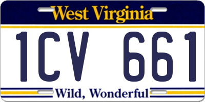 WV license plate 1CV661