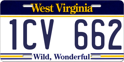 WV license plate 1CV662