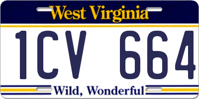 WV license plate 1CV664
