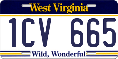 WV license plate 1CV665