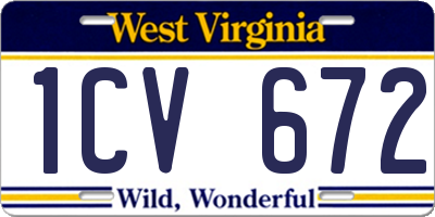 WV license plate 1CV672