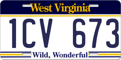 WV license plate 1CV673