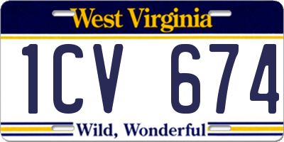 WV license plate 1CV674