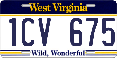 WV license plate 1CV675