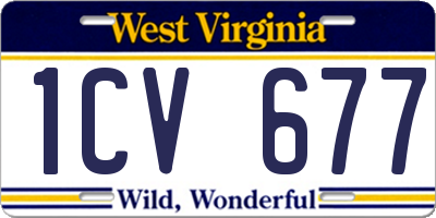 WV license plate 1CV677