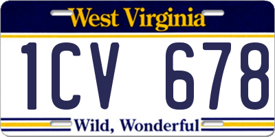 WV license plate 1CV678