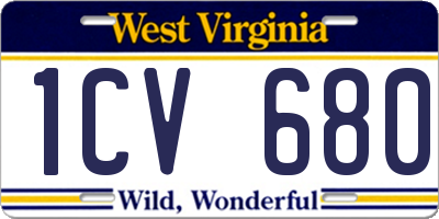 WV license plate 1CV680