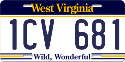 WV license plate 1CV681