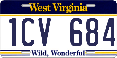 WV license plate 1CV684