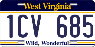 WV license plate 1CV685