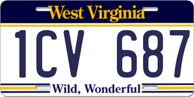 WV license plate 1CV687