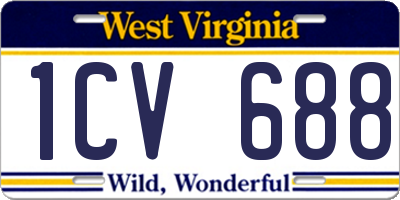 WV license plate 1CV688