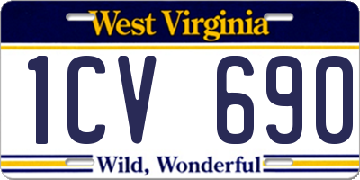 WV license plate 1CV690