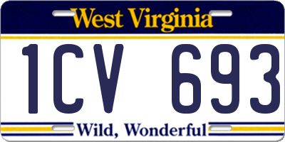 WV license plate 1CV693