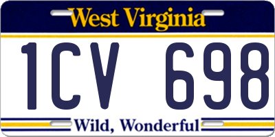 WV license plate 1CV698