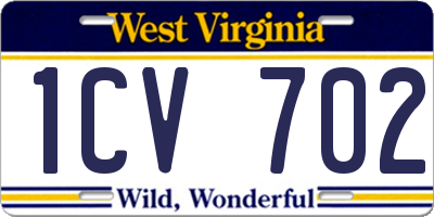 WV license plate 1CV702