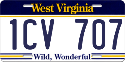 WV license plate 1CV707