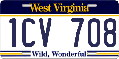 WV license plate 1CV708