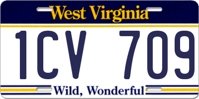 WV license plate 1CV709