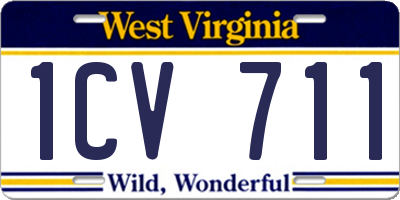 WV license plate 1CV711