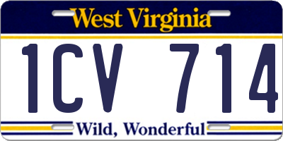 WV license plate 1CV714