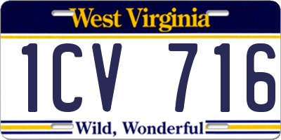 WV license plate 1CV716