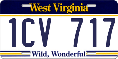 WV license plate 1CV717