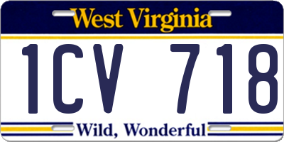 WV license plate 1CV718