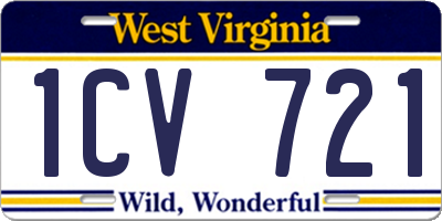 WV license plate 1CV721