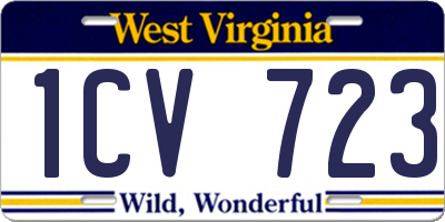 WV license plate 1CV723