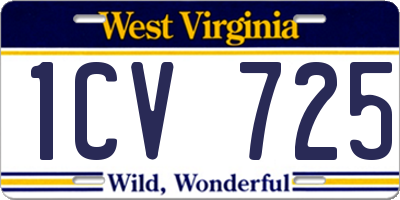 WV license plate 1CV725