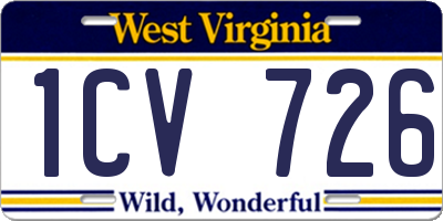 WV license plate 1CV726