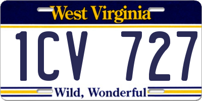 WV license plate 1CV727
